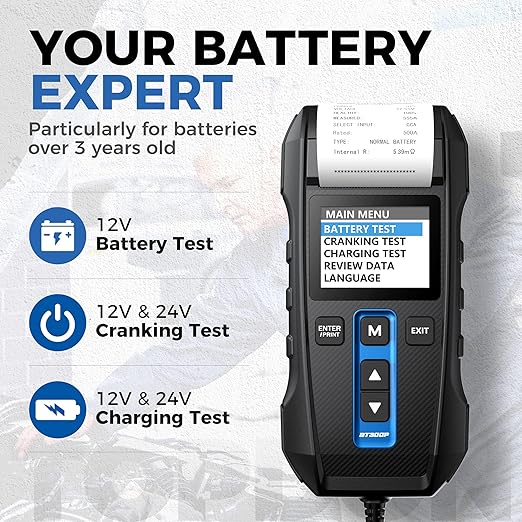 Car Battery Tester 12V 24V 100-2000CCA Lead-Acid Battery, TOPDON BT300P - Image 2