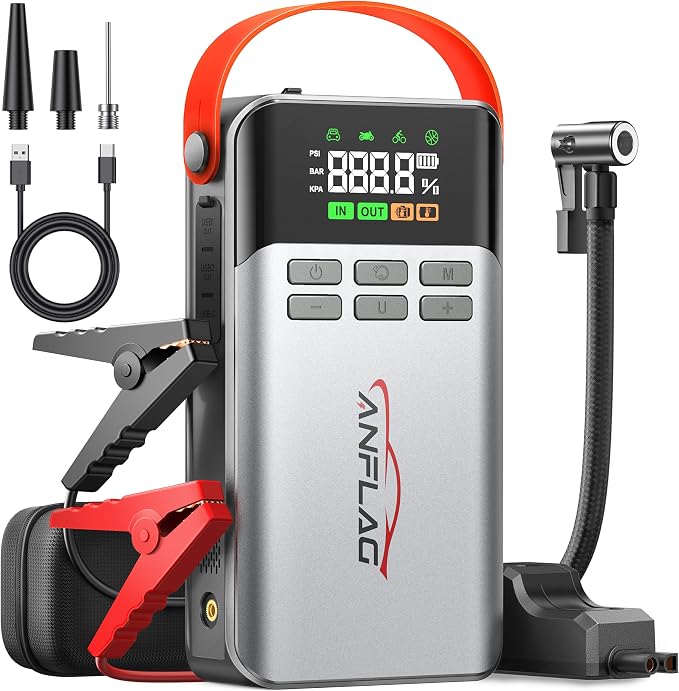 8-in-1 Car Jump Starter with Air Compressor, 5500A Portable Jump Starter Pack by ANFLAG