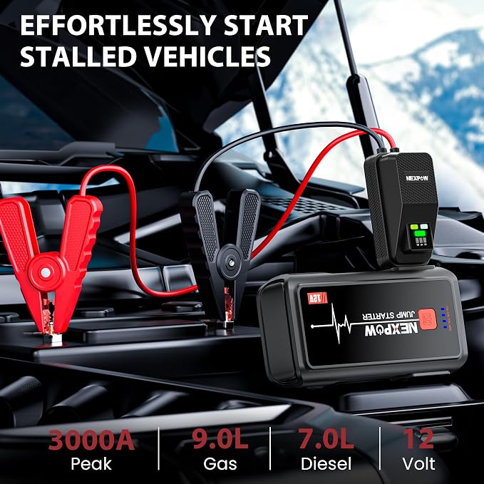 Car Jump Starter 3000A, NEXPOW 12V Battery Jumper Start Pack Kit - Image 2