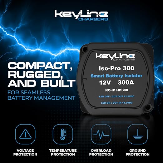 Dual Battery Isolator Heavy Duty 300 AMP 1000 AMP Peak Voltage Sensitive Relay - Image 2