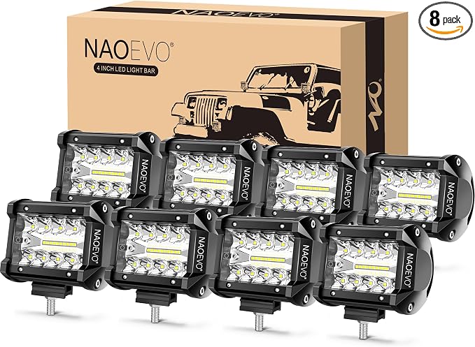 NAOEVO 4 Inch LED Pod Lights, 480W 48, 000LM LED Fog/Driving/Off Road Lights by NAOEVO