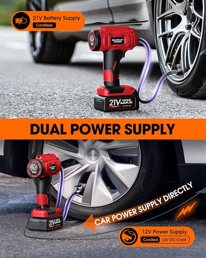 Cordless Tire Inflator Portable Air Compressor, 160PSI Car Tire Air Pump - Image 5