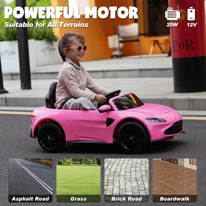 Ride on Car with Remote Control, 12V Licensed Aston Martin Electric Car - Image 6