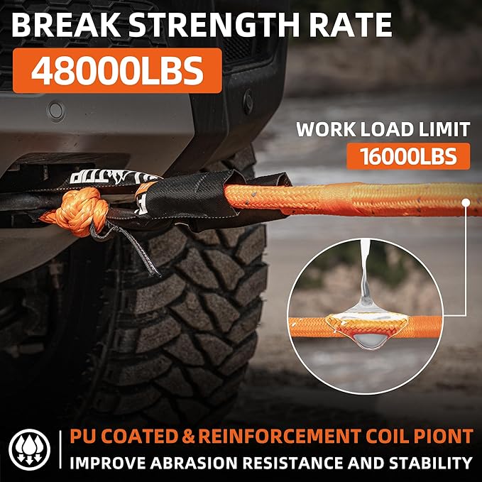 ALL-TOP Kinetic Rope Kit w/ 2 Soft Shackles, 1in x 30ft, Heavy Duty 30+% - Image 3