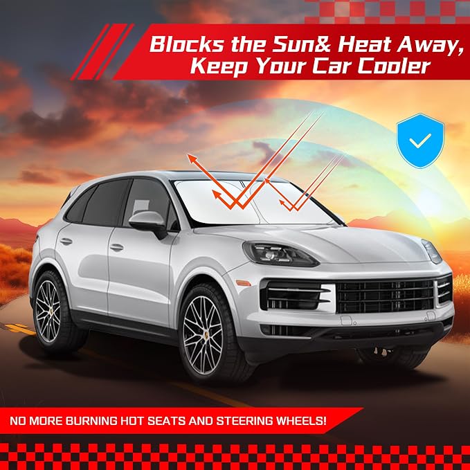 ARISMOTOR Windshield Sun Shade for Porsche Cayenne 2019-2025, Custom Fit - Image 7