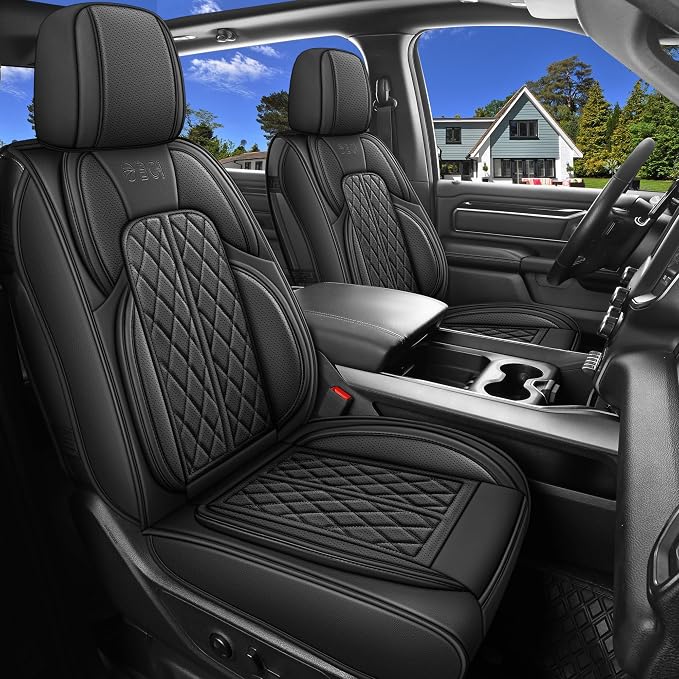 Car Seat Cover Custom Fit for Dodge Ram 1500 2500 3500 2002-2024 Faux Leather by DuDuWang