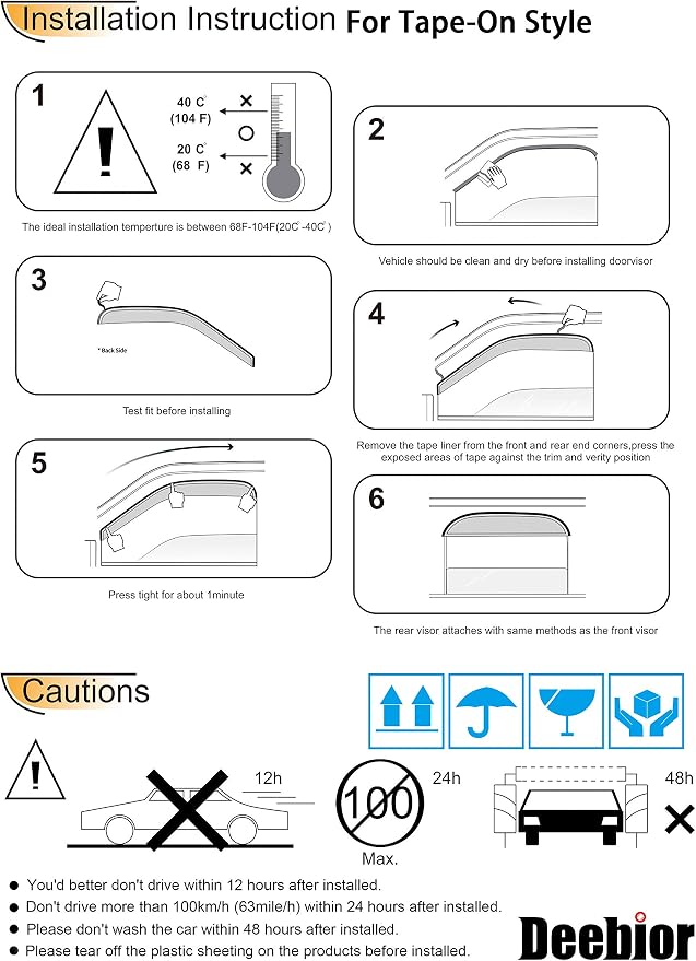 4pcs Shatterproof Rainproof Side Window Wind Vent Deflectors - Image 9