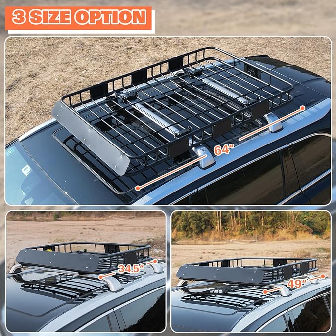 WEIZE Roof Rack Carrier Basket Universal Rooftop 64" x 39" x 5" Large Size Roof - Image 5