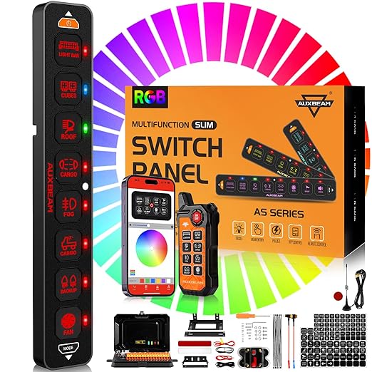 Auxbeam 8 Gang Slim Switch Panel Bluetooth RGB AS-800 by Auxbeam