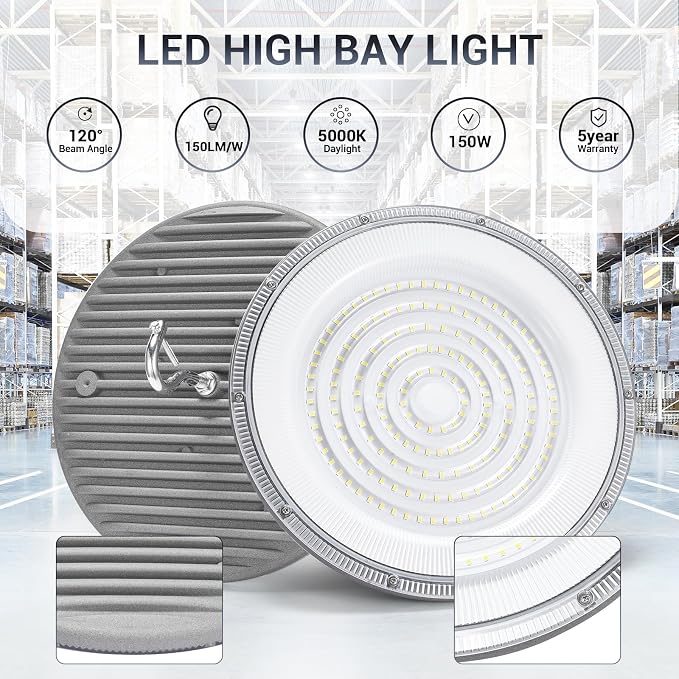 15 Pack 150W UFO Led High Bay Light, 21050LM 5000K Daylight Area Lighting - Image 5