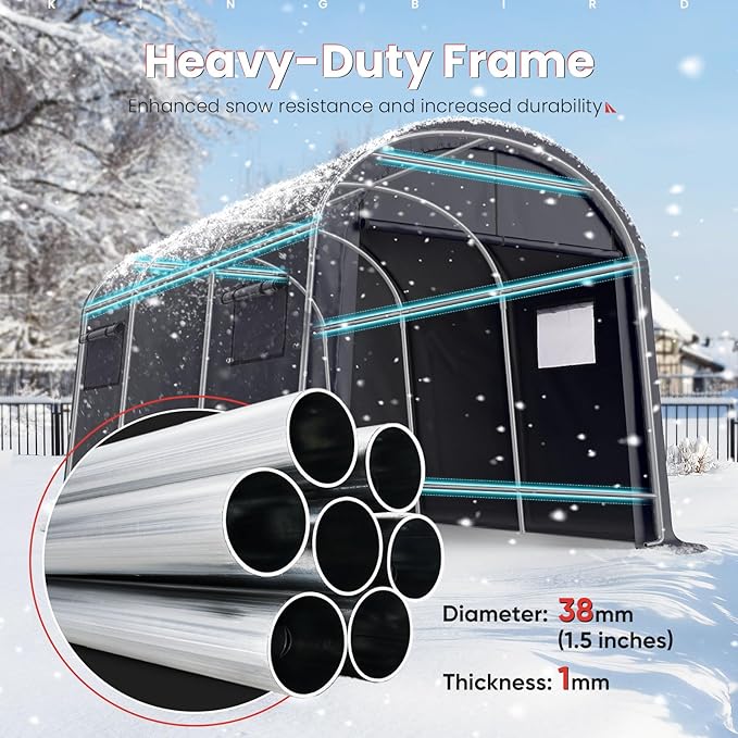 KING BIRD 10' x 15' Heavy Duty Round Style Carport - Image 2