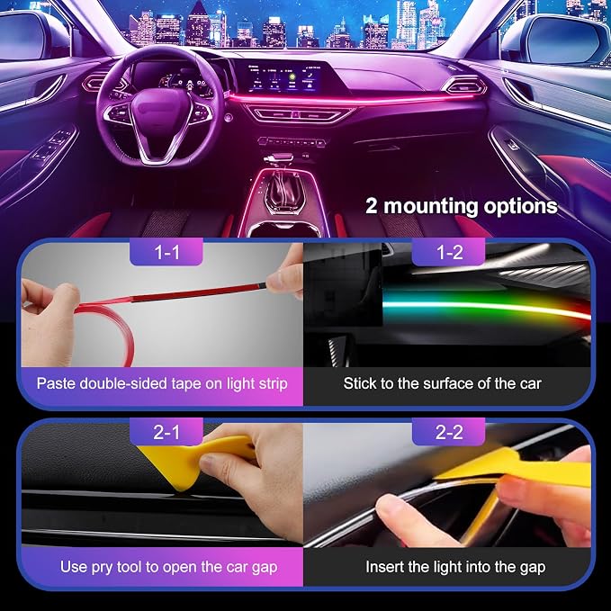 Acrylic 6 in 1 Car LED Lights Interior, RGB Ambient Lighting Car - Image 5