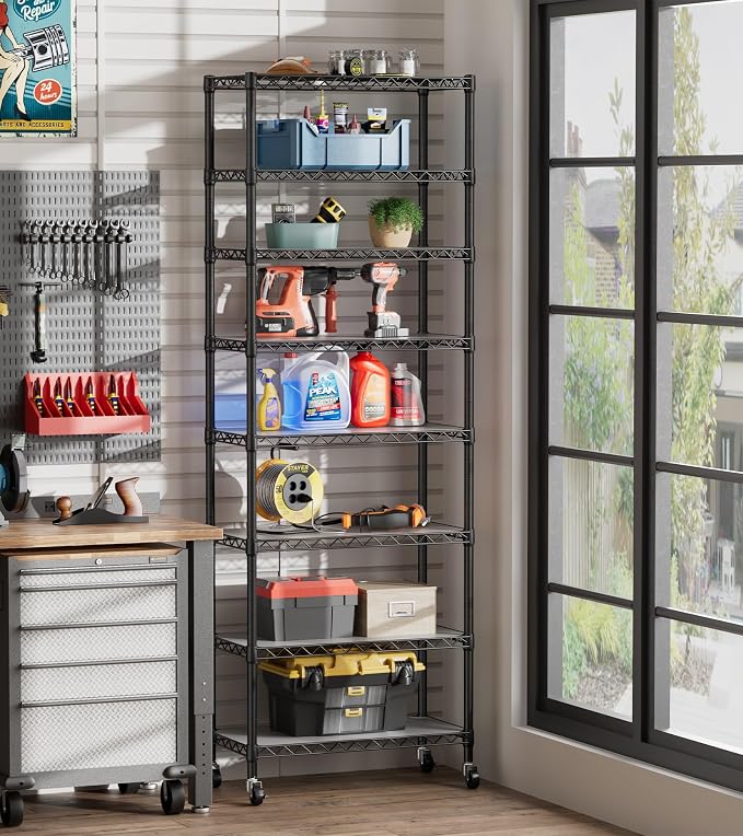 SINGAYE 8 Garage Heavy Duty Shelving Unit Kitchen Pantry Close Home Organizers - Image 8