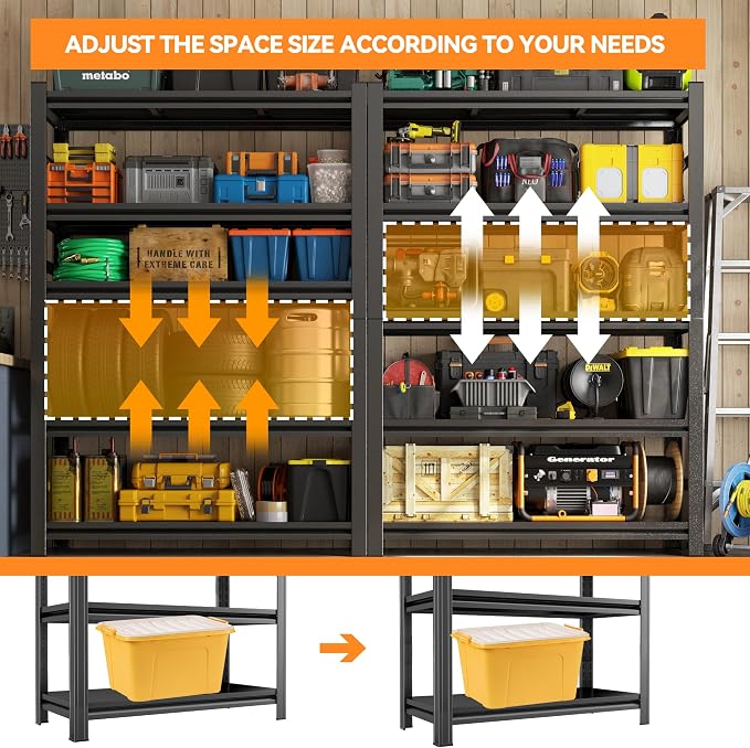 59"H Garage Shelving Heavy Duty Rack, 2400 LBS Extra Large Capacity 4 Tier - Image 3