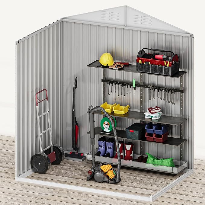 DWVO 6x4ft Metal Outdoor Storage Shed, Waterproof Tool Shed Heavy-Duty Storage - Image 8