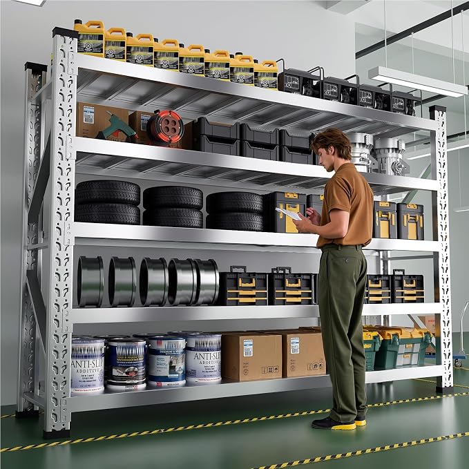 ZZV 78" W x 78" H Garage Shelving Heavy Duty Storage Shelves 5 Tier Stainless - Image 3