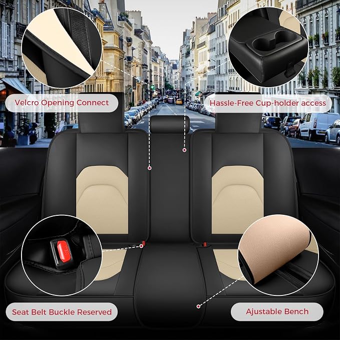 FREESOO Car Seat Covers Full Set, Waterproof Automotive Seat Covers, Leather - Image 5
