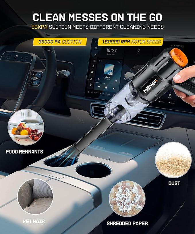Car Vacuum Portable Cordless, High Power Suction & Blower, Wireless Handheld - Image 4