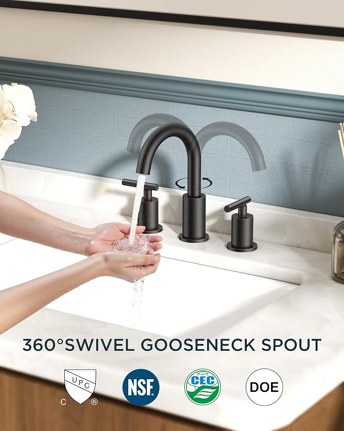 FORIOUS Oil Rubbed Bronze Bathroom Faucet 3 Hole, 8 Inch Widespread Bathroom - Image 4
