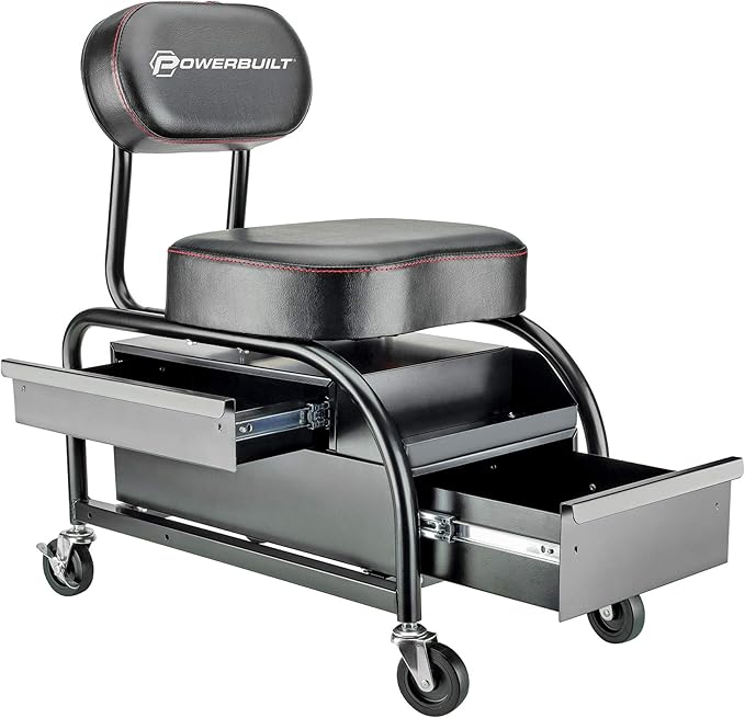 Powerbuilt Professional Car Detailers Mechanics Roller Seat, Heavy Duty Garage - Image 3