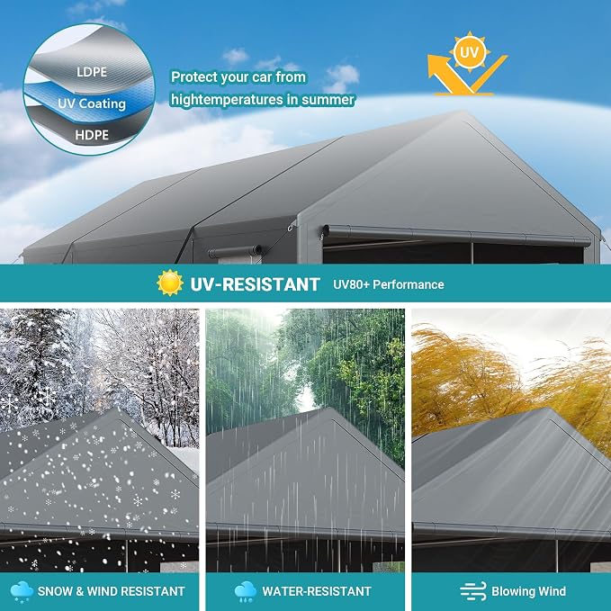 Carport, 13x25 FT Heavy Duty Car Port - Image 7