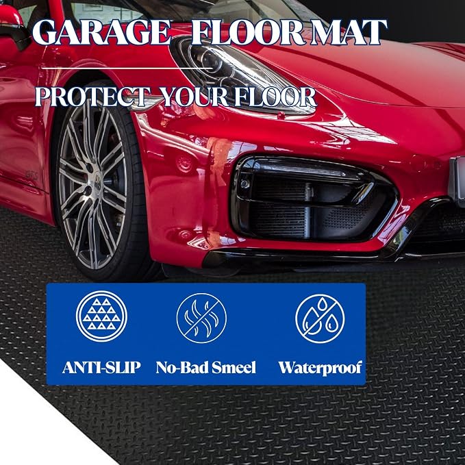 BESEA 4 x 6 FT Garage Floor Mat, Heavy Duty Diamond Plate Rubber Parking Mat – - Image 6