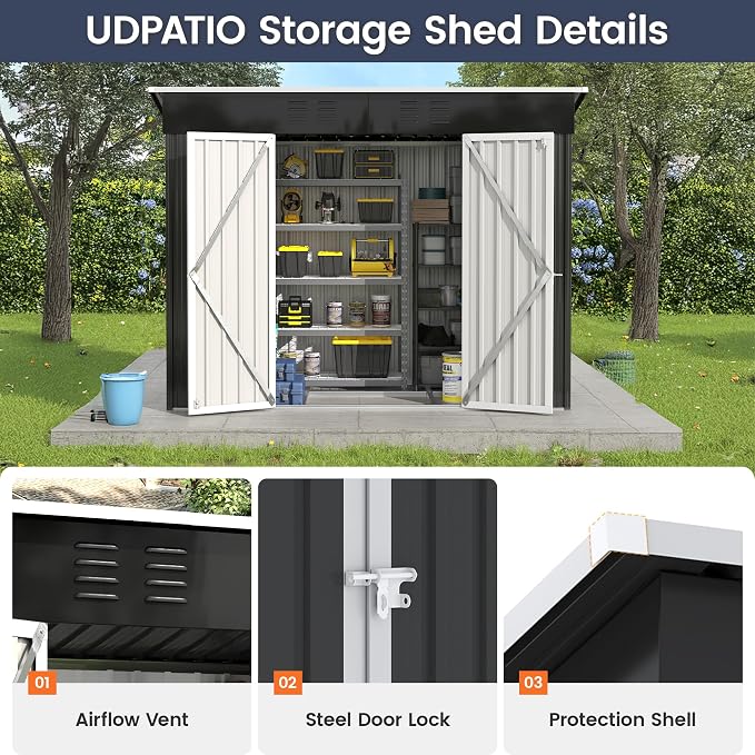 UDPATIO Outdoor Storage Shed 8x4 FT, Outside Sheds & Outdoor Storage Metal - Image 5