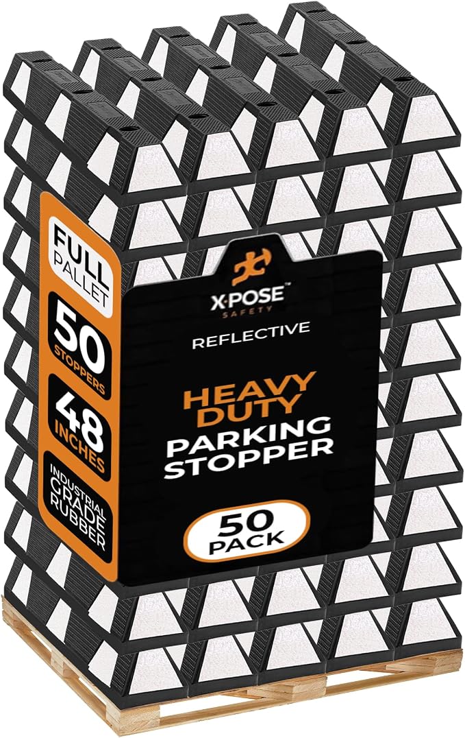 Xpose Safety 48" Heavy Duty Rubber Parking Stopper – Bulk Full Pallet 50 Pack by XposeSafety