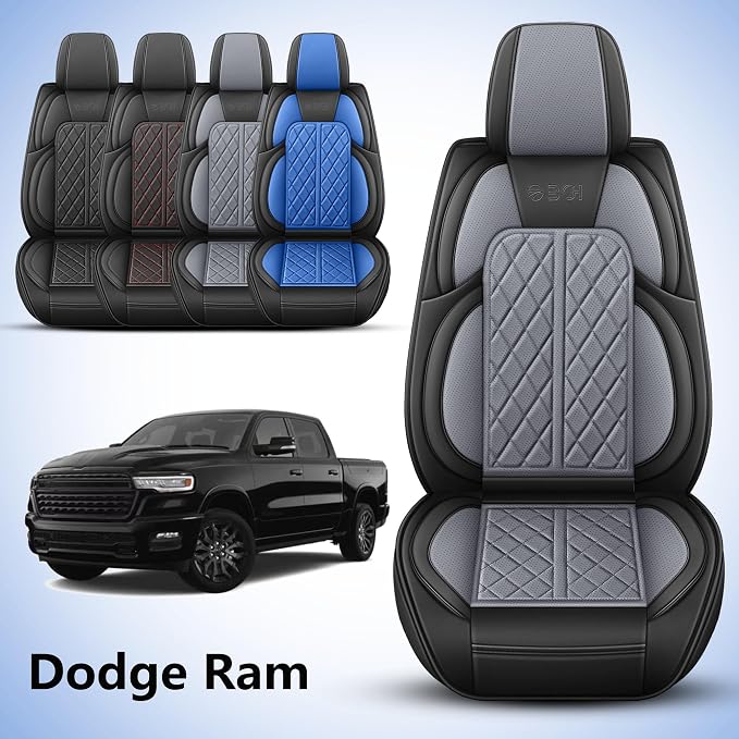 Car Seat Cover Custom Fit for Dodge Ram 1500 2500 3500 2002-2024 Faux Leather - Image 2