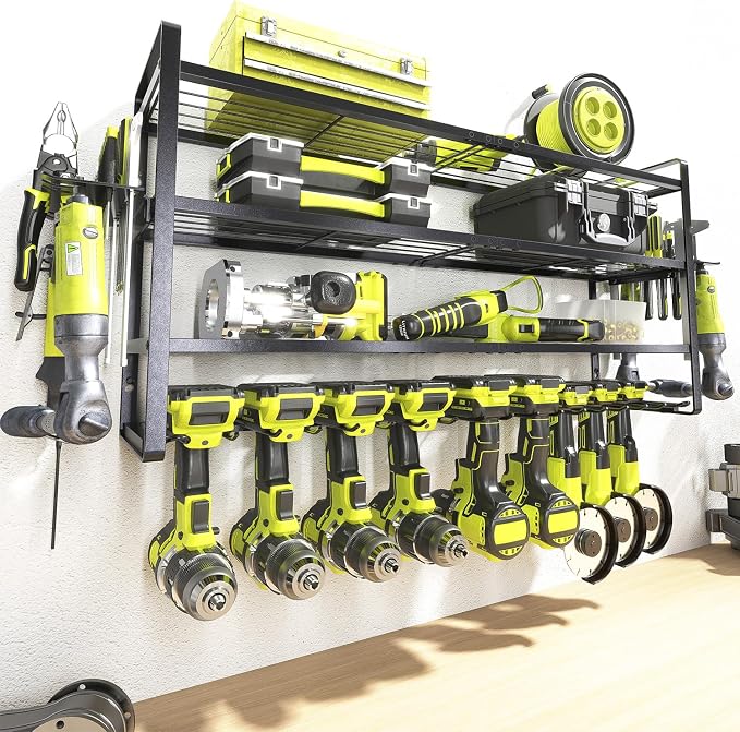 KAFAHOM Power Tool Organizer Wall Mount, 9 Drill Holders - Image 6