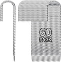 12 Inch Ground Stakes Heavy Duty J Hook 60-Pack Metal Spikes Galvanized Ground by Besitu