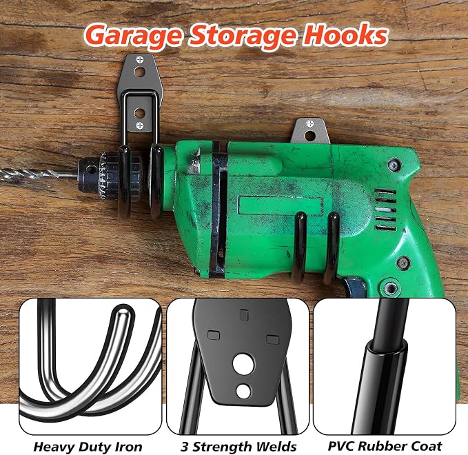 8 Pack 5.5x4.1 inch J Heavy Duty Garage Hooks, Solid Steel Wall Mount Hangers - Image 3