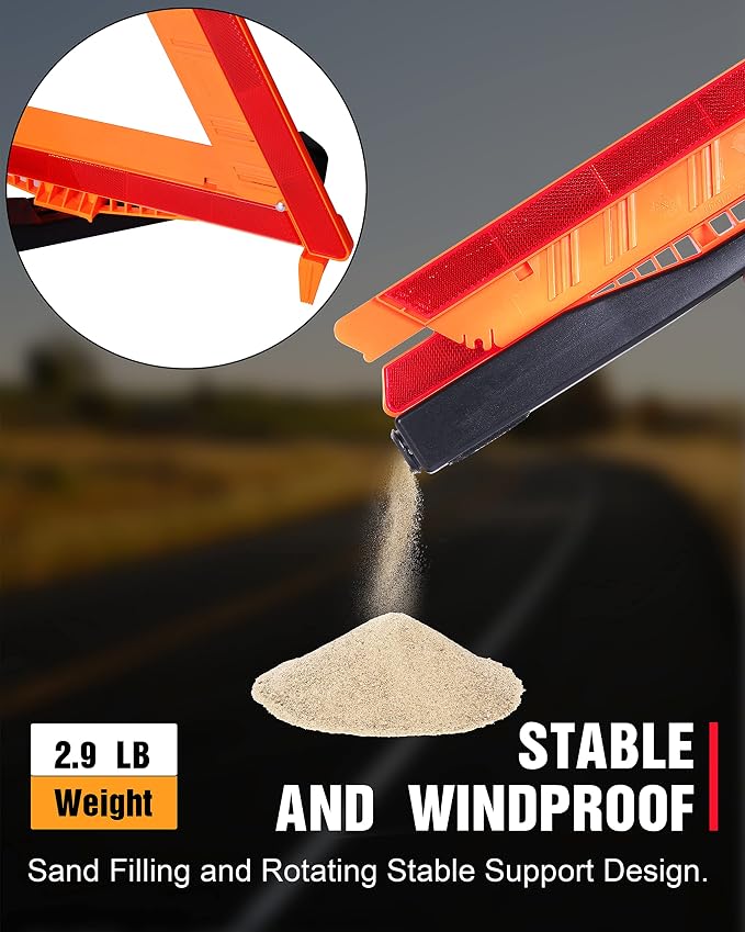 3 Pack Warning Triangle DOT Approved, Foldable Emergency Safety Reflective - Image 3