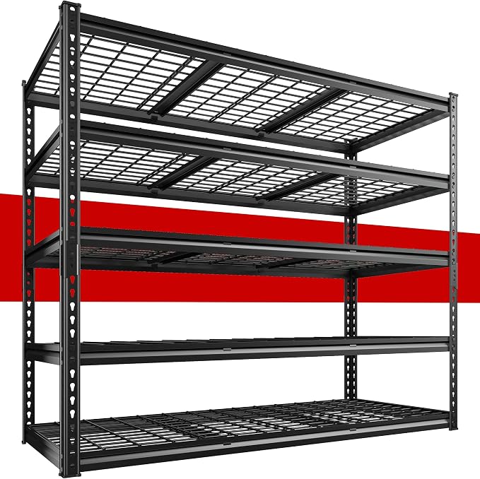 REIBII 55" W Garage Shelving, Heavy Duty Storage Shelves Load 3000LBS, 5 Tier by REIBII