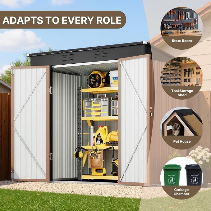 Bealife Outdoor Storage Shed Clearance, Metal Outdoor Storage Cabinet, - Image 4