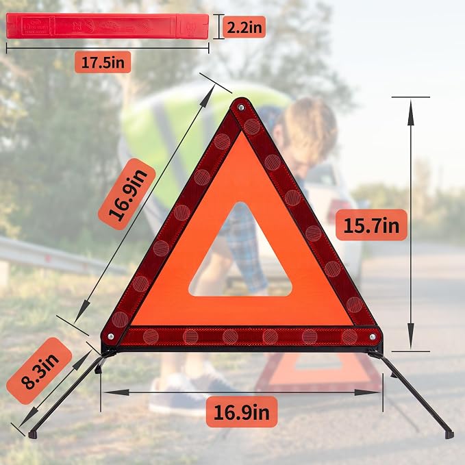 AYKRM 3PACK Car Warning Triangle Heavy Reflective Warning Road Safety Triangle - Image 3