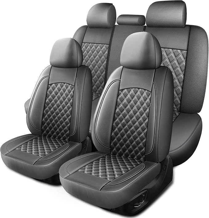 Car Seat Covers Full Set, Breathable and Waterproof Napa Leather Car Seat Cover by HChengkikz