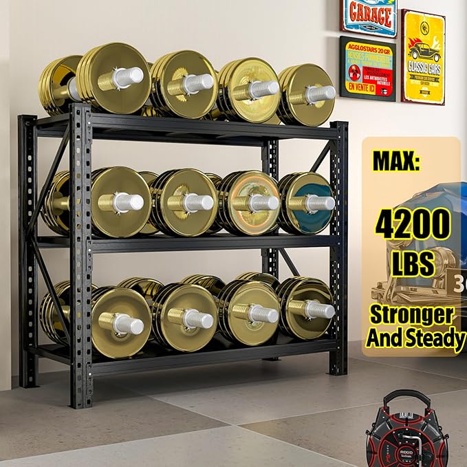 Storage Rack, Heavy Duty Metal Garage Shelving, 5 Tier Adjustable Utility Shelf - Image 2