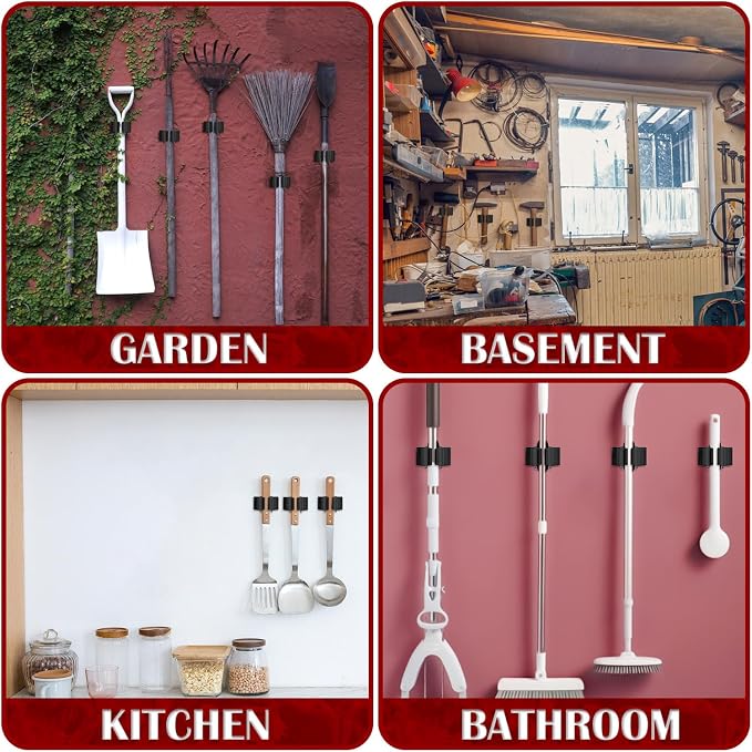 3-H Broom Holder Wall Mount 8 Pack, Mop and Broom Holder - Image 4