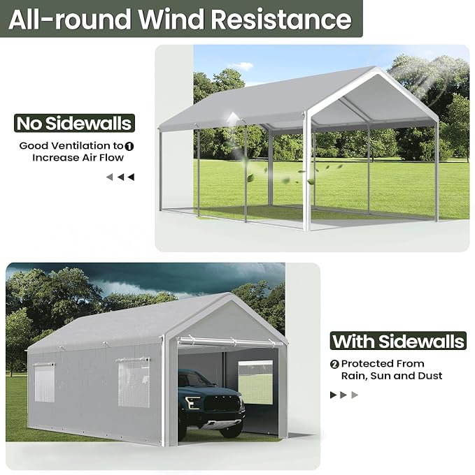 Carport 10x20 Ft, Heavy Duty Car Canopy - Image 2