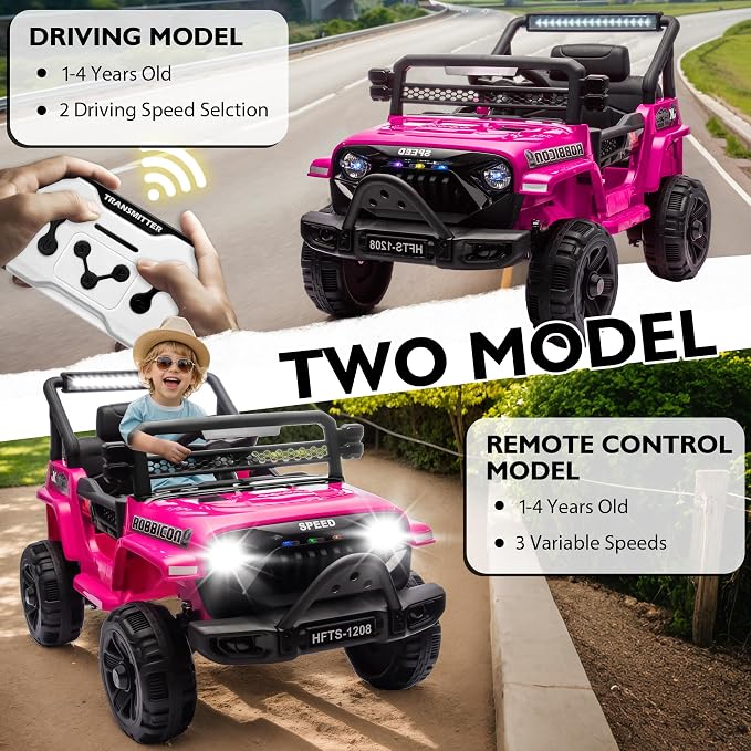 12V Ride on Electric Truck Car for Kids, 12V Kids Electric Vehicles w/Remote - Image 3