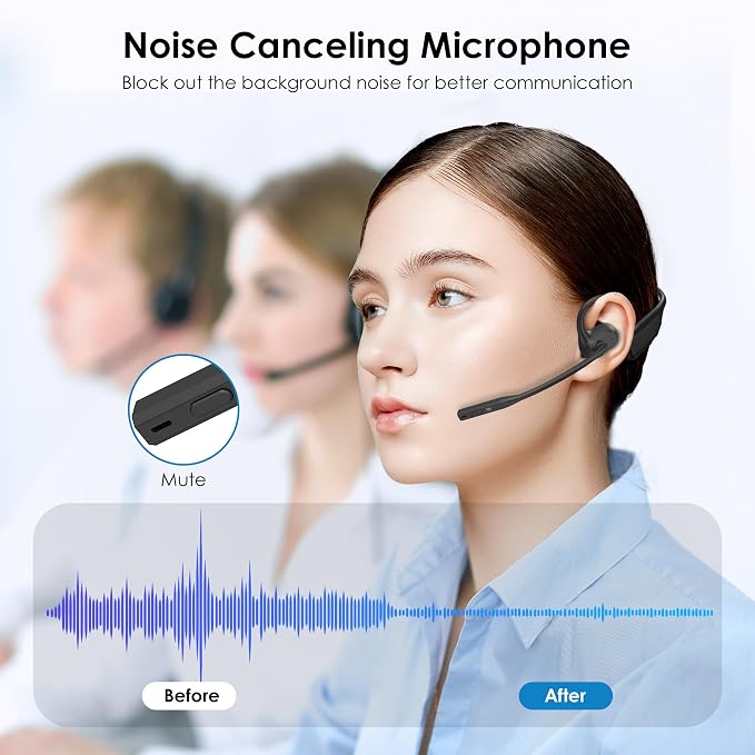 Open Ear Headphones with Mic, Dual Connect Bluetooth 5.3 with AI Noise - Image 2