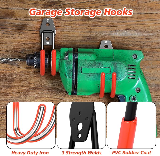 4 Pack 5.5x4.1 inch J Heavy Duty Garage Hooks, Solid Steel Wall Mount Hangers - Image 3