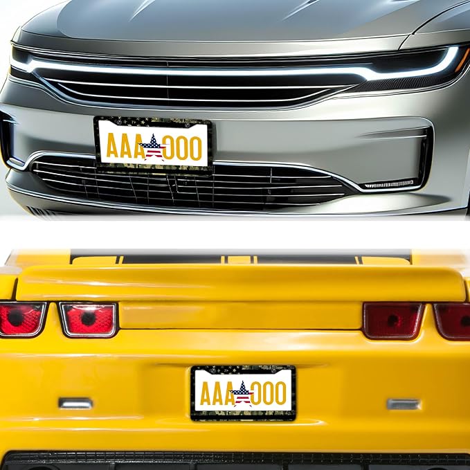 License Plate Frame Multicolor License Plate Holder USA Flag Black Camo - Image 8