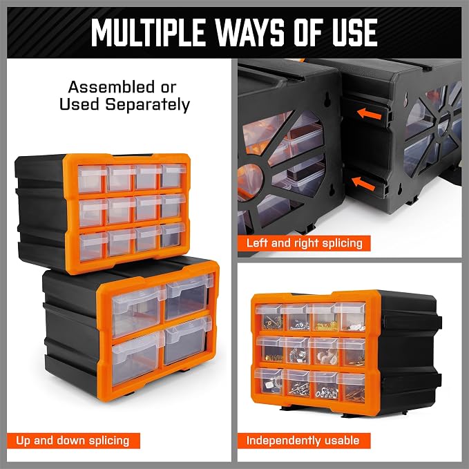 HORUSDY 16-Drawer Storage Cabinet, Wall Mountable Parts Organizer - Image 8