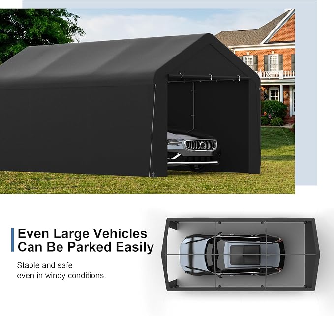 Carport, 10‘ x 20’ Heavy Duty Portable Garage All-Season Car Canopy w/Removable - Image 2