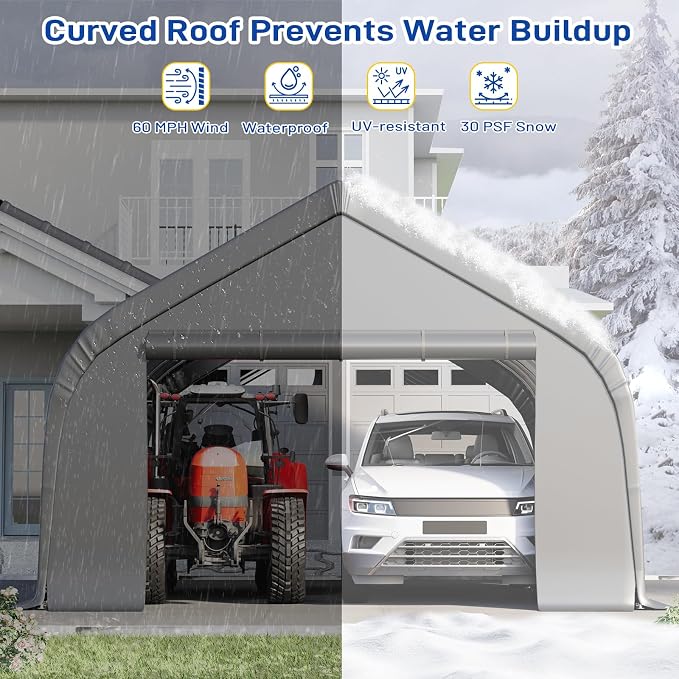 EROMMY 20x30 FT Heavy Duty Durable Carport, Galvanized Steel Frame Garage - Image 6