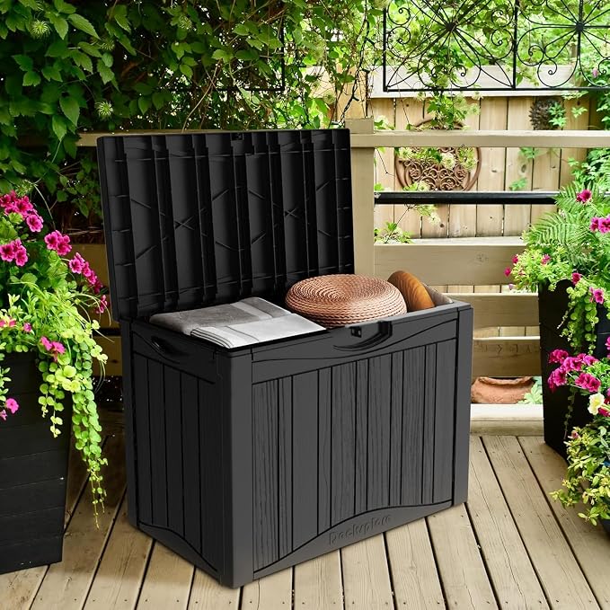 45 Gallon Lockable Resin Deck Box, Waterproof & UV-Resistant Outdoor Storage Box - Image 6