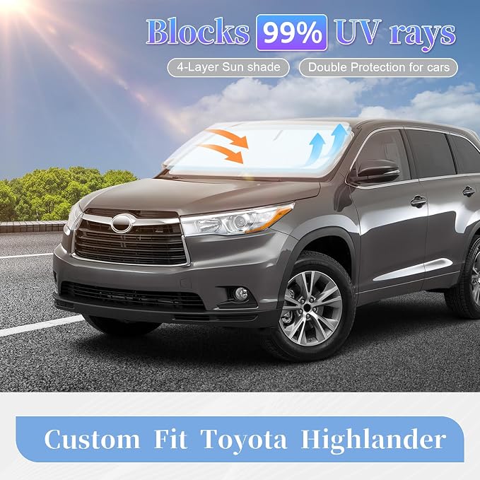 for Toyota Highlander 2020-2024 2025 2026 Sun Shade Sunshade Windshield Cover - Image 2