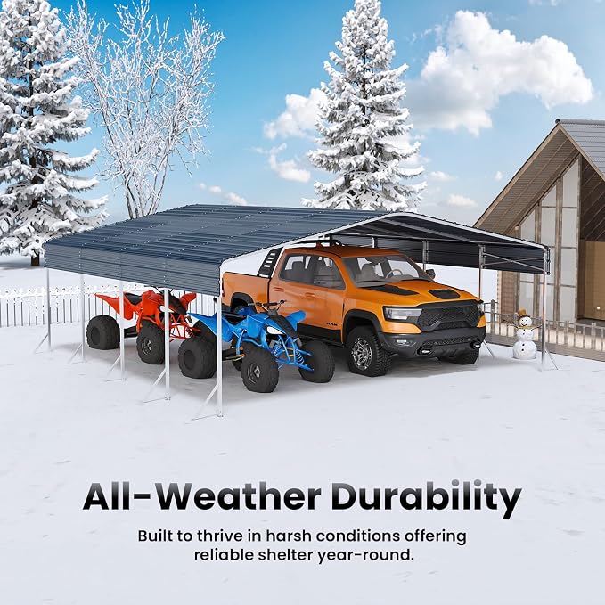 Heavy Duty Metal Carport – Sturdy Structure, All-Weather Protection, Easy - Image 5